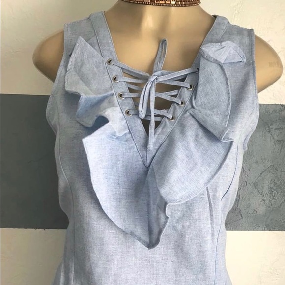 Sleeve Less Dress With Ruffles - Picture 2 of 2